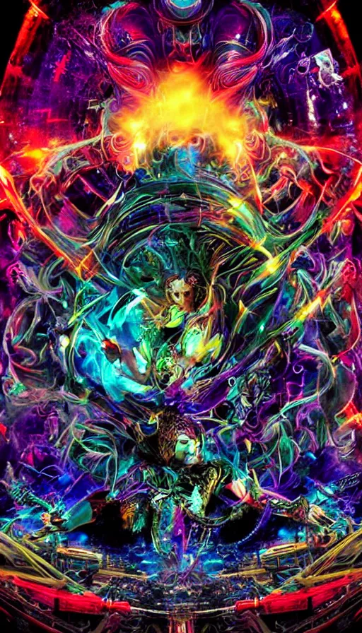 Image similar to psytrance artwork, by zack snyder