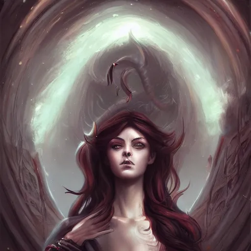 Prompt: a portrait of an eldritch abomination character in a scenic environment by charlie bowater, lovecraftian