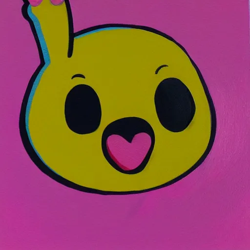 Prompt: simple kawaii acrylic painting, surreal, pink, modern art, contemporary painting, acrylic painting with low saturation, weak color, mixed media, pop art