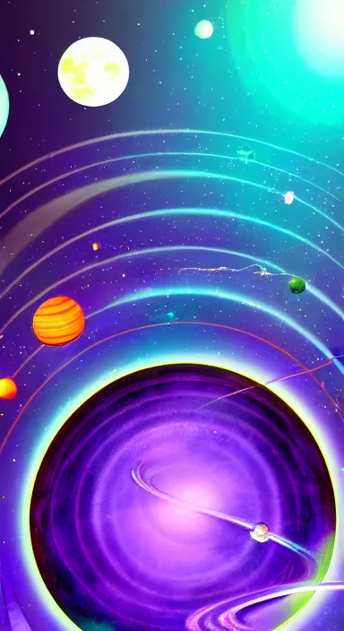 Image similar to layered purple planet space theme, background artwork, digital art, award winning, pixel art