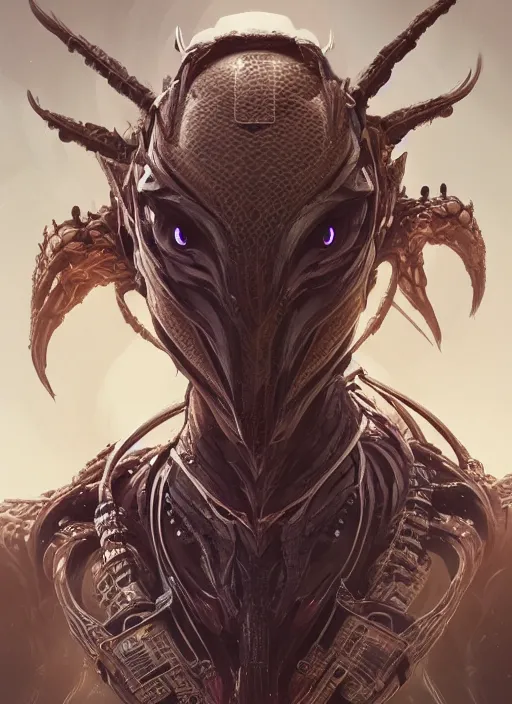 Prompt: symmetry!! portrait of snake alien in the style of horizon zero dawn, machine face, intricate, elegant, highly detailed, digital painting, artstation, concept art, smooth, sharp focus, illustration, art by artgerm and greg rutkowski and alphonse mucha, 8 k