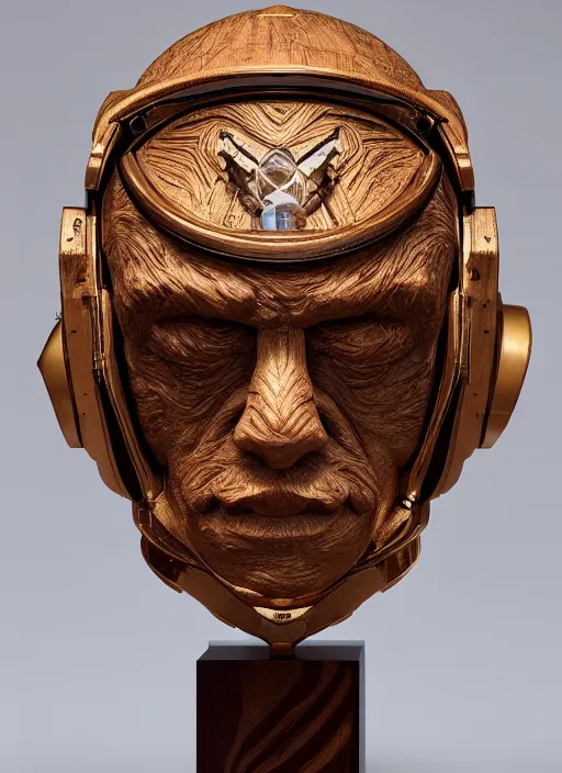 Image similar to high intricate bust of an astronaut carved from wood in baroque style, studio light, maria panfilova, andrea savchenko, mike kime, ludovic plouffe, qi sheng luo, oliver cook, trending on artstation