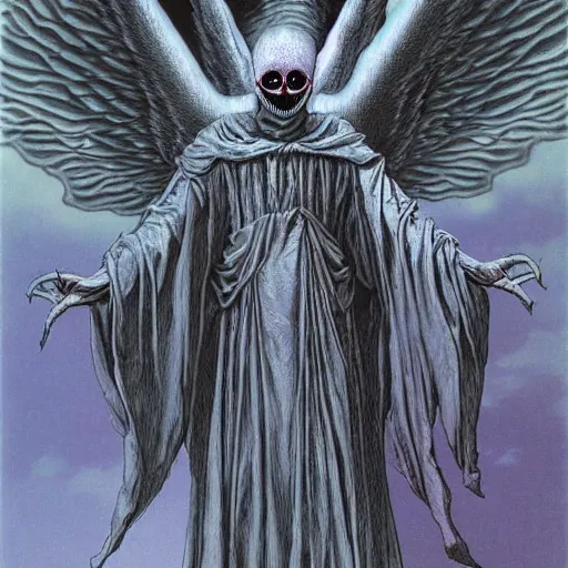 Image similar to an undead angel by kentaro miura and Wayne Barlowe