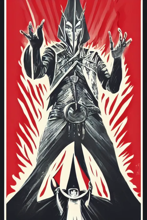 Image similar to Sauron in the style of 1984, Russian Communist posters