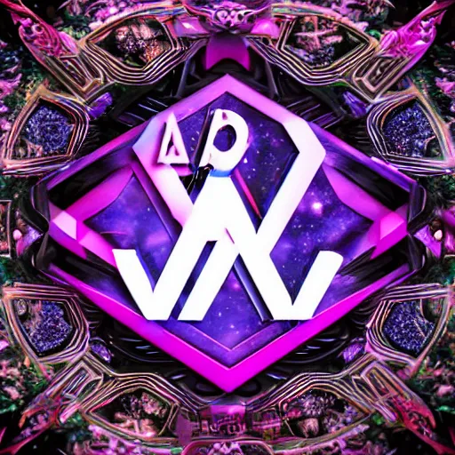 Image similar to a and w vaporwave logo, digital art, cosmic, 3 d high definition, trending on art station, photorealistic, high resolution, 8 k, octane, hyper detailed, insane details, intricate, elite, ornate, elegant trend, highly detailed and intricate, sharp focus, photography, unreal engine