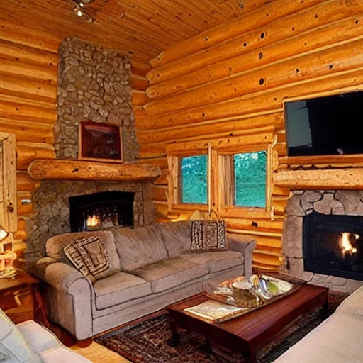Image similar to “log cabin living room”