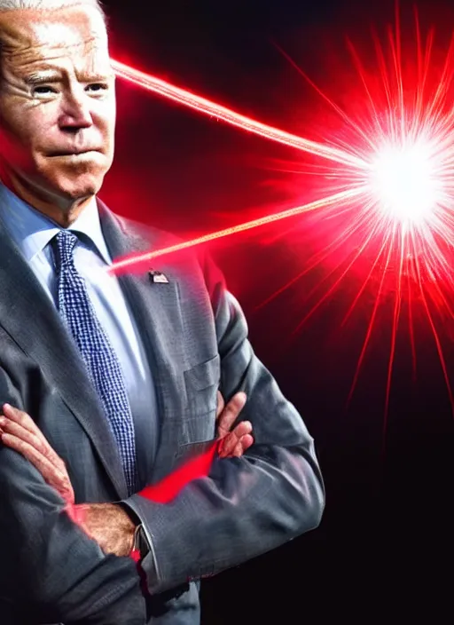 Prompt: hyper realistic ultra realistic terror photo furious red glowing laser eyes biden, high quality photo, detailed , 8k