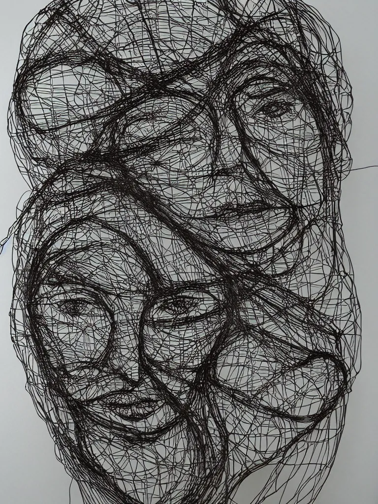 Nameless Face, in Thick Wire, Wire Art, Interior Decoration -  Norway