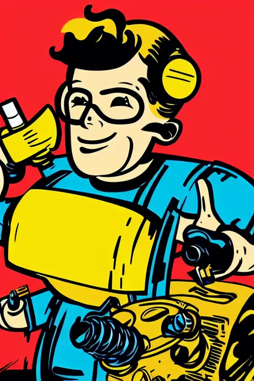 Image similar to fallout 7 6 retro futurist illustration art by butcher billy, sticker, colorful, illustration, highly detailed, simple, smooth and clean vector curves, no jagged lines, vector art, smooth andy warhol style