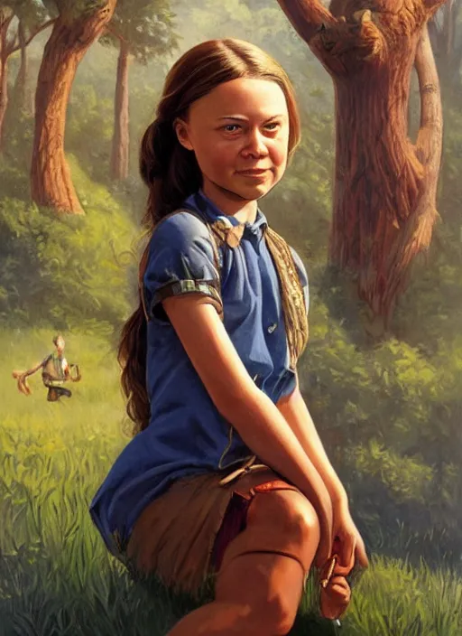 Image similar to greta thunberg, artwork by earl norem, detailed digital art, trending on Artstation