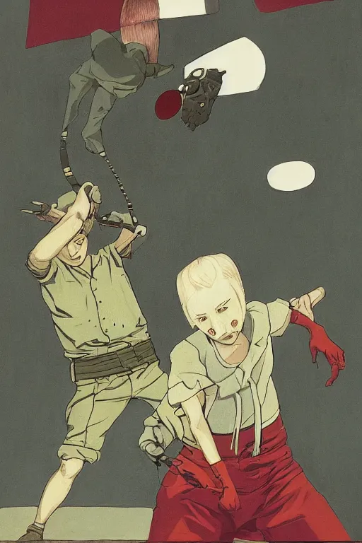 Image similar to scene from dorohedoro by helen lundeberg
