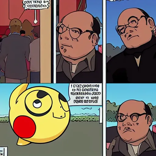 Prompt: george costanza getting trapped by a poke ball