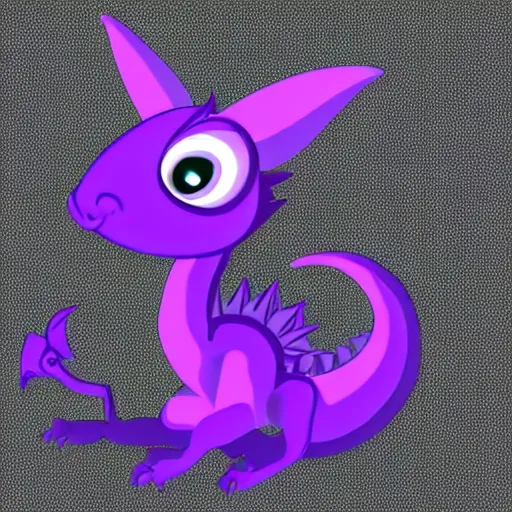 Image similar to very cute purple dragon with well-designed head and four legs, 2d minimalism, minimum of color