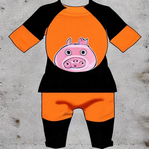 Image similar to cute mini pig wearing orange inmate clothes