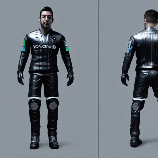 Image similar to xavi hernandez as an android, 4 k, unreal engine 4 render