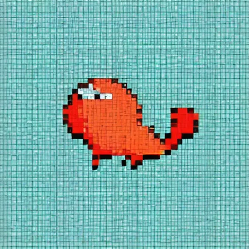 Prompt: happy pixelated larva