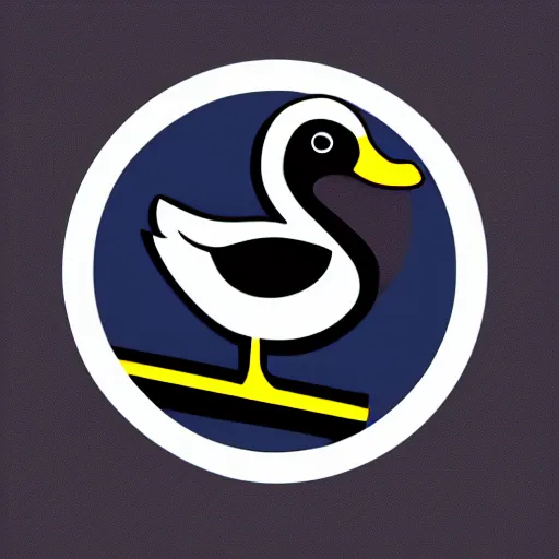 Image similar to a duck, modern, pictorial mark, iconic logo symbol, shades of blue and black