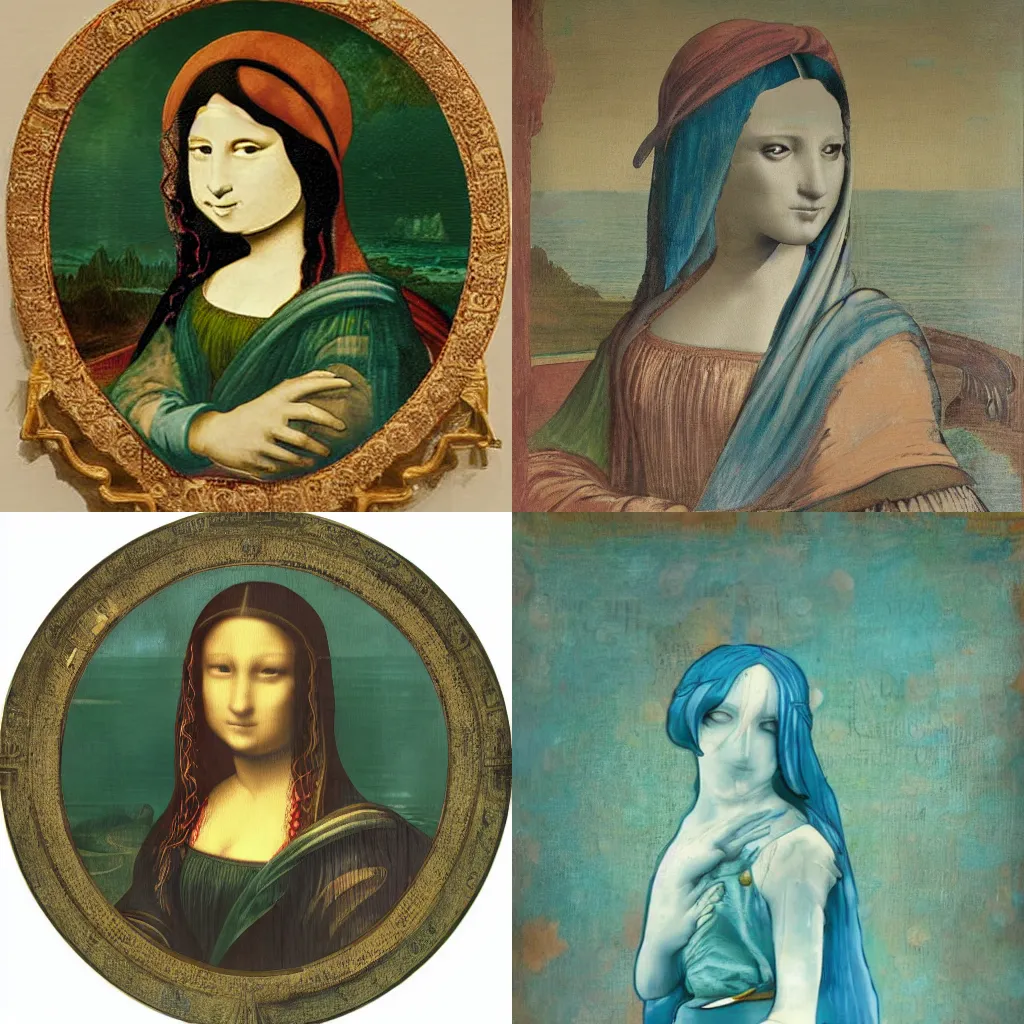 Prompt: a painting of Hatsune Miku in Mona Lisa style by Leonardo da Vinci