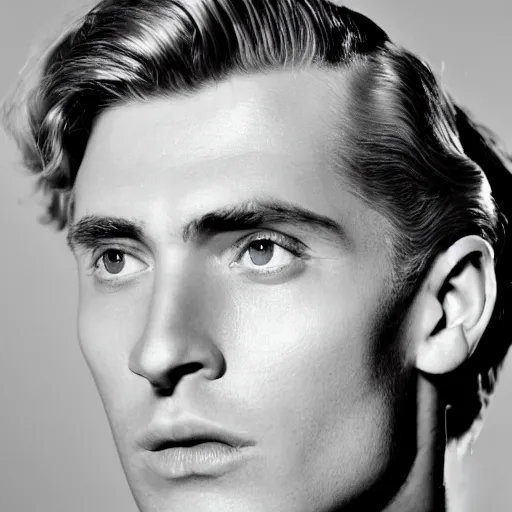 Prompt: a close - up photography of a blond spanish male! actor from the 1 9 3 0 s. high cheekbones. good bone structure. dressed in 1 9 4 0 s style. butterfly lightning. key light sculpting the cheekbones. old hollywood glamour.