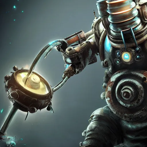 Image similar to isaac clarke as a bioshock big daddy, unreal engine 5, bioshock and deadspace crossover event, high detail 3 d render,