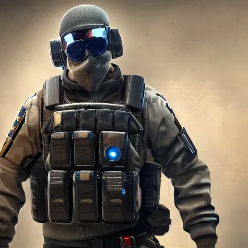 Image similar to joe biden as a rainbow six siege operator, 4 k, highly detailed