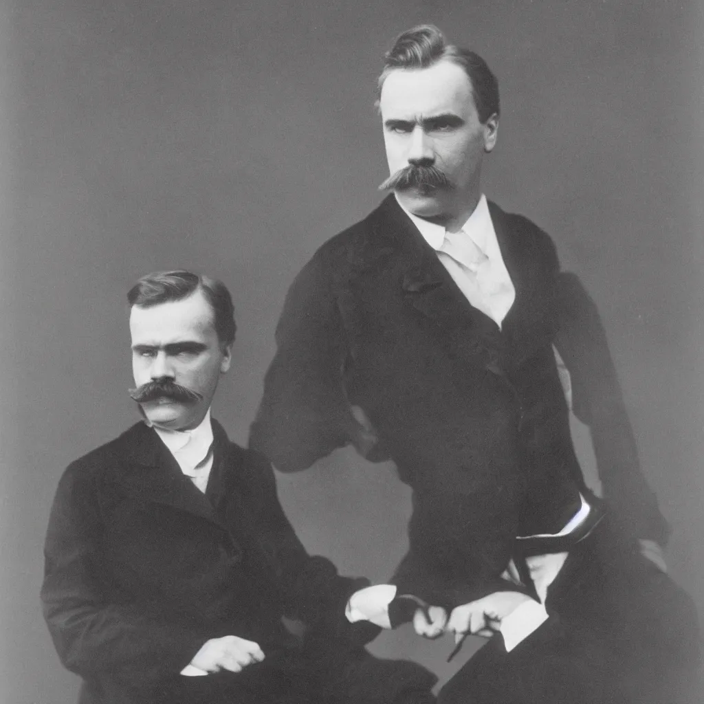 Image similar to real portrait photograph of friedrich nietzche, studio photography for linkedin profile