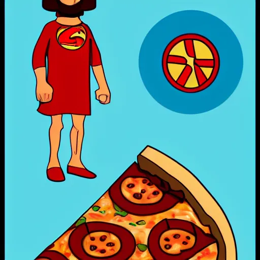 Image similar to jesus is a pizza super hero, epic, cinematic, digital art, trending on artstation