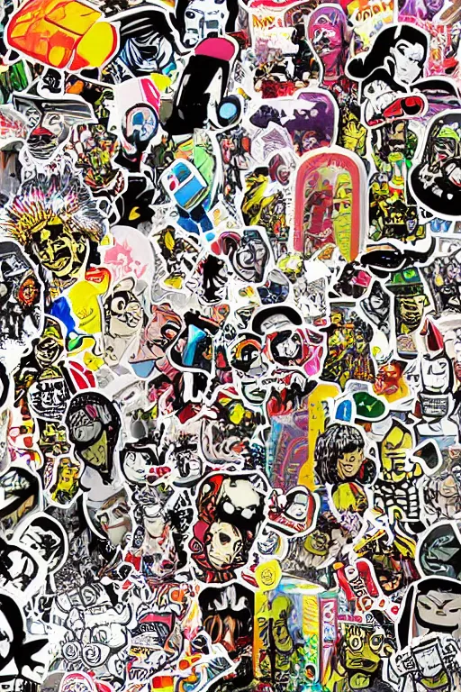 Image similar to sticker art, cronobreaker moai statue popart slap face caricature comic book illustration cartoon graffity street digital