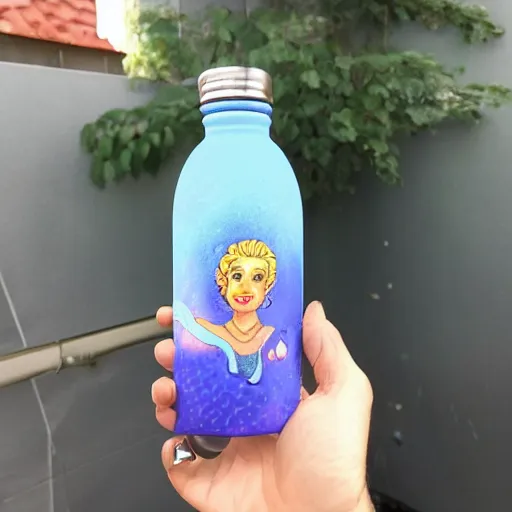 Prompt: aquarius holding a water bottle