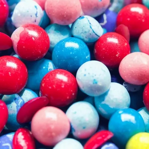 Prompt: every time grandma opens her mouth, gumballs come pouring out... just absolutely tumbling everywhere. No doctor has been able to tell us why