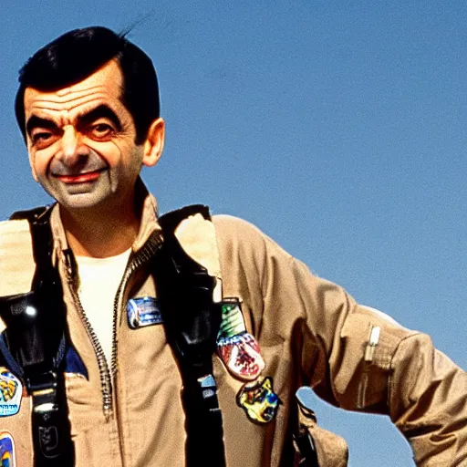 Image similar to Mr Bean in Top Gun