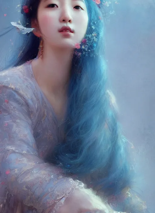 A beautiful portrait of Park Shin-hye, digital art by | Stable