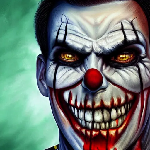 Image similar to a realistic digital painting portrait of bolsonaro as a zombie clown by artgerm