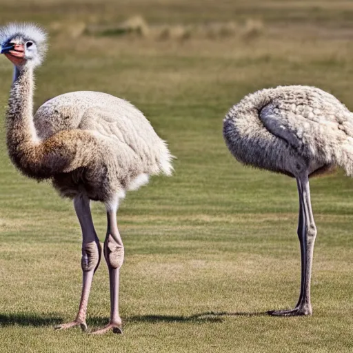 Prompt: HD photo of an ostrich with arms.