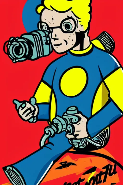 Image similar to fallout 7 6 retro futurist illustration art by butcher billy, sticker, colorful, illustration, highly detailed, simple, smooth and clean vector curves, no jagged lines, vector art, smooth andy warhol style