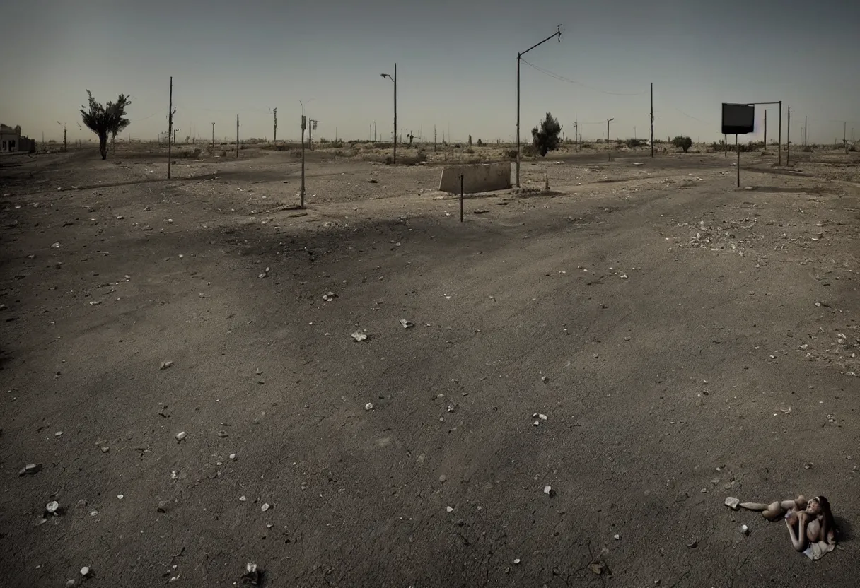 Image similar to sad and heartbreaking photo of an empty israeli location in israel, cinematic scenery, art by gregory crewdson