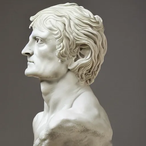 Prompt: a sculpture by canova with the likeness of rutger hauer wrapped in snakes