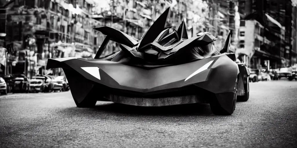 Prompt: a picture of a batmobile, professional photography