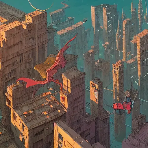 Image similar to cell shaded adult animation, a birds eye view overlooking a walled off ancient fantasy city being attacked by horrific monsters, concept art by josan gonzales and wlop, Laurie Greasley, Jordan Grimmer, Beksiński and james jean, highly detailed, sharp focus, Trending on Artstation, HQ, deviantart, art by artgem