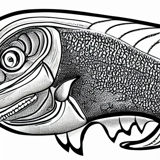 Image similar to side view illustration of an alien fish