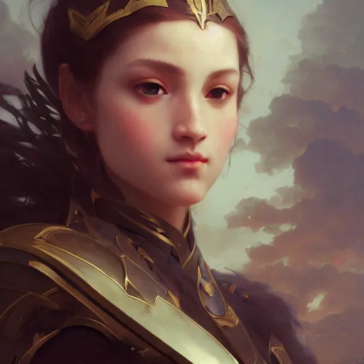 Prompt: a high fantasy girl wearing an armor, by william - adolphe bouguereau, peter mohrbacher and craig mullins, face close up, official media, beautiful, detailed, high quality, wallpaper 4 k, epic, trending on artstation and behance, gelbooru, konachan