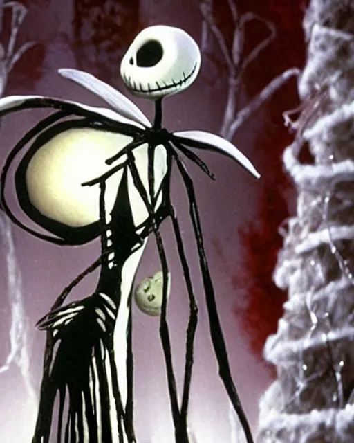 Prompt: a still from the nightmare before christmas