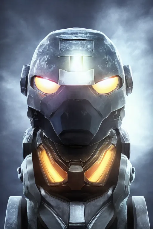 Image similar to robot ninja mask helmet halo master chief radiating a glowing aura global illumination ray tracing hdr fanart arstation by ian pesty and katarzyna da „ bek - chmiel