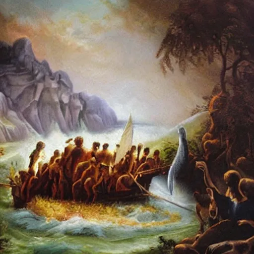 Image similar to noah's ark oil painting