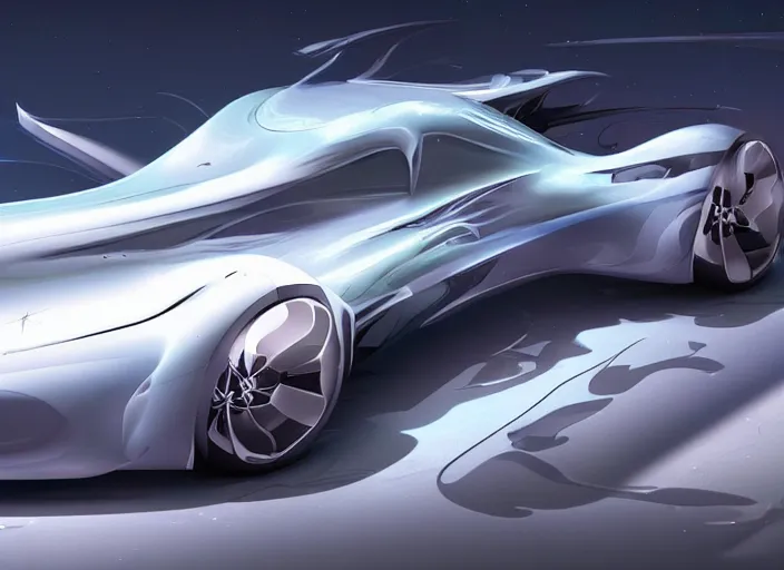 Prompt: wide view shot of anew car for 2 0 3 2. style by petros afshar, christopher balaskas, goro fujita, and rolf armstrong. car design by dmc and gmc.