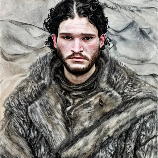 Image similar to high quality high detail painting by lucian freud, hd, jon snow