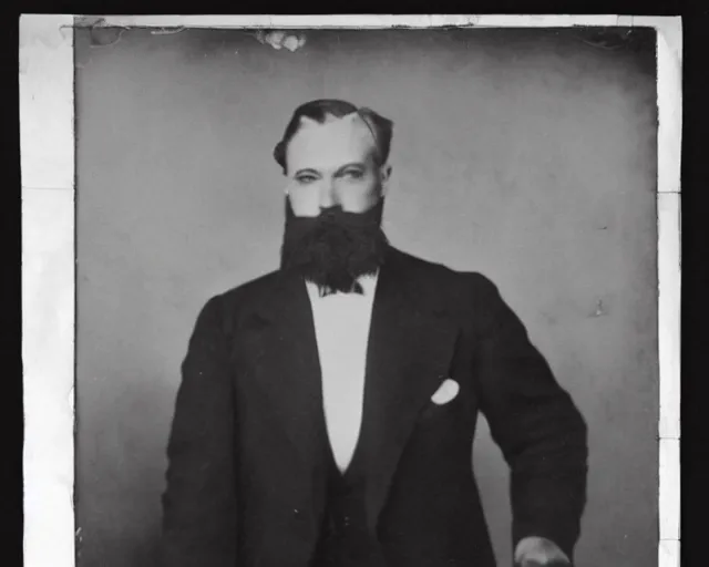 Prompt: early 1 9 0 0 s photo of a man in a suit next to a colossal black taxidermied bird, black and white, newspaper clipping