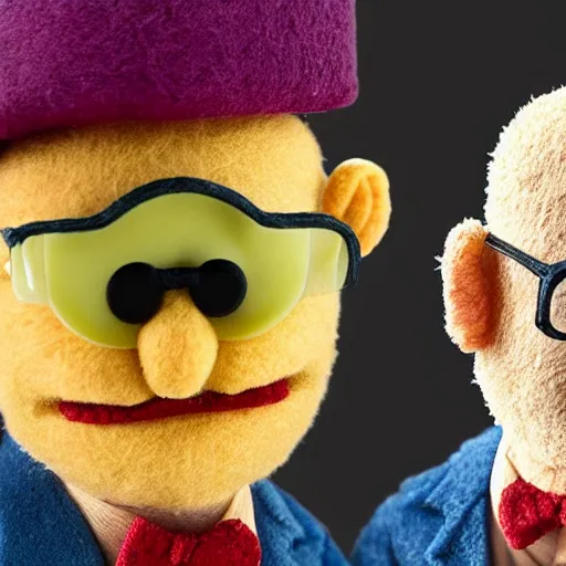 Image similar to heisenberg as a muppet. highly detailed felt. hyper real photo. 4 k.