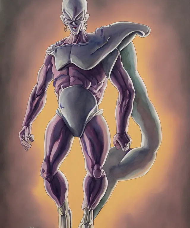 Prompt: a oil / watercolor painting full body character portrait of frieza as a machine mutant in the style of moebius in the style of leonard boyarsky trending on artstation deviantart pinterest detailed realistic hd 8 k high resolution