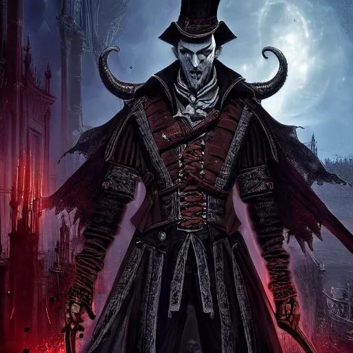 Image similar to Magic the gathering card of Male Victorian Gothic Pirate, hd, intricate, bloodborne, 8k, digital art